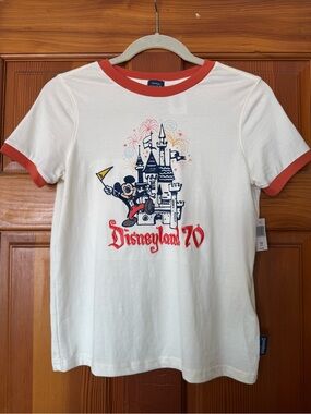 Disneyland '70 Kids Ringer Tee - Cream with Red Trim